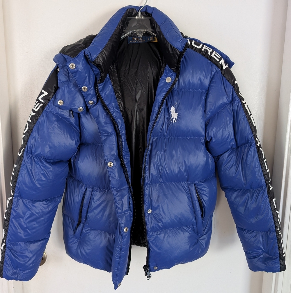 Polo Ralph Lauren Royal Blue Puffer/Bubble Jacket Detachable Hood M